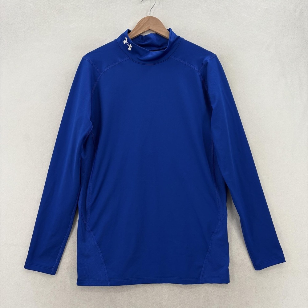 Under Armour ColdGear Armour Compression Mock Mens 2XL Royal Blue Long Sleeve